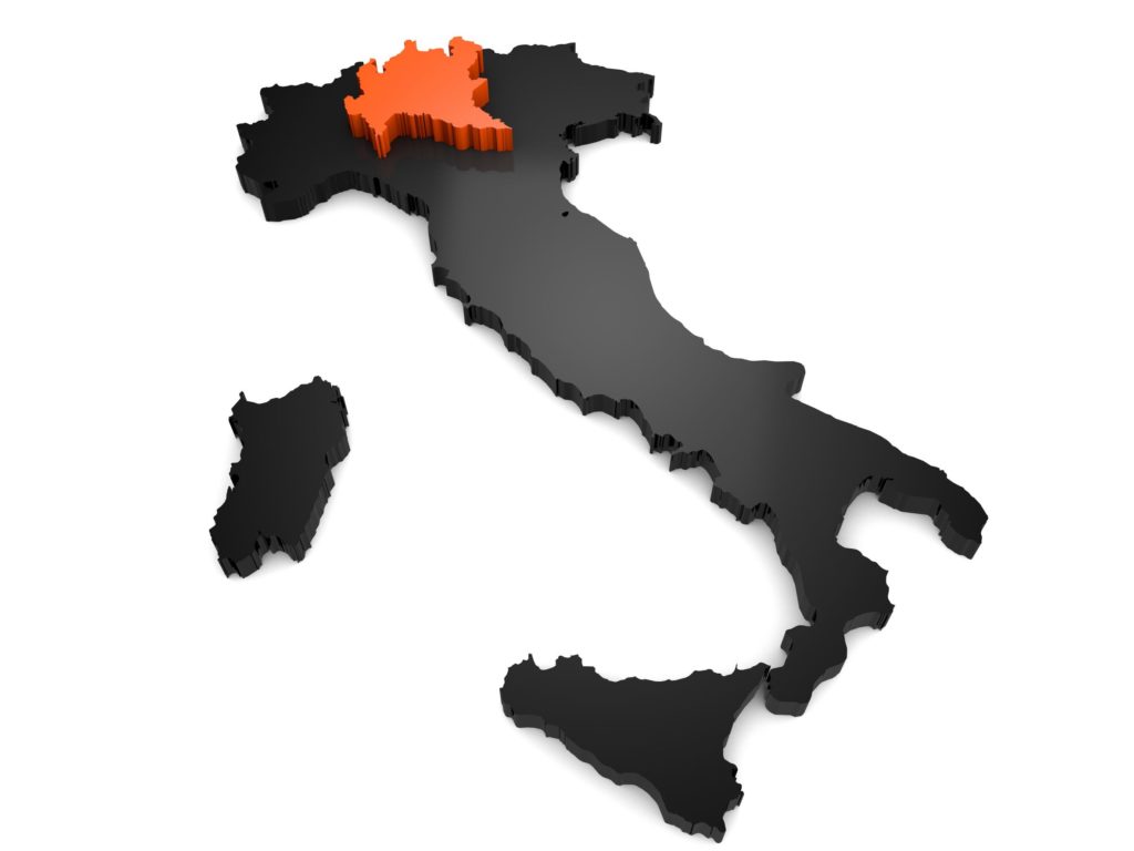 mapa Włoch z zaznaczonym regionem Lombardia