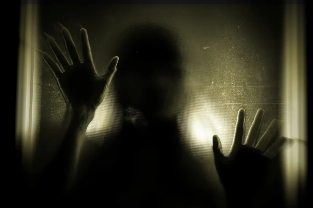 Niewyraźna, mroczna sylwetka budząca niepokój, symbolizująca tajemniczych tłumaczy w popkulturze.